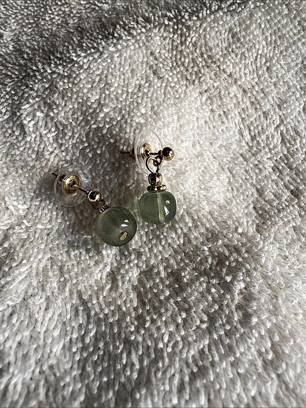 Green Beaded Drop Earrings Like New